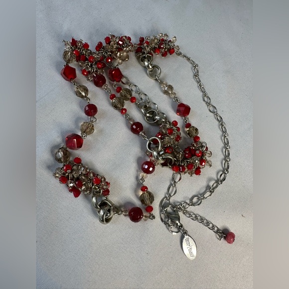 WHBM cluster crystal red blush amber colored necklace - Picture 7 of 7